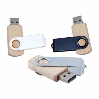Metal Swivel Wooden USB